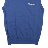 ADIDAS Womens Blue Sleeveless V-Neck M Logo Sweatshirt Vest Casual