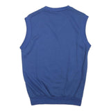 ADIDAS Womens Blue Sleeveless V-Neck M Logo Sweatshirt Vest Casual