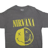NIRVANA Mens Grey Yellow Graphic T-Shirt M Short Sleeve Crew Neck Band Vintage