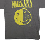 NIRVANA Mens Grey Yellow Graphic T-Shirt M Short Sleeve Crew Neck Band Vintage