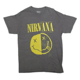 NIRVANA Mens Grey Yellow Graphic T-Shirt M Short Sleeve Crew Neck Band Vintage