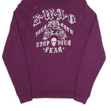 DOWN UP Womens Purple Hoodie S Swag Tour Crew Graphic Cotton Blend Pullover