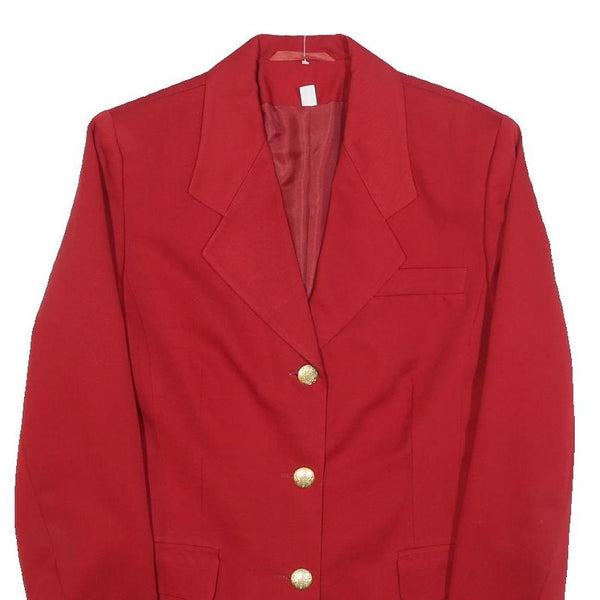 Womens Red Classic Jacket UK 10 Polyester Blend Button Plain Elegant Buttoned