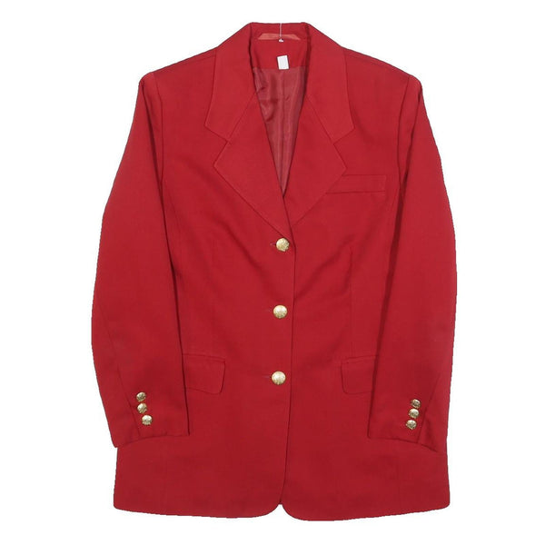 Womens Red Classic Jacket UK 10 Polyester Blend Button Plain Elegant Buttoned