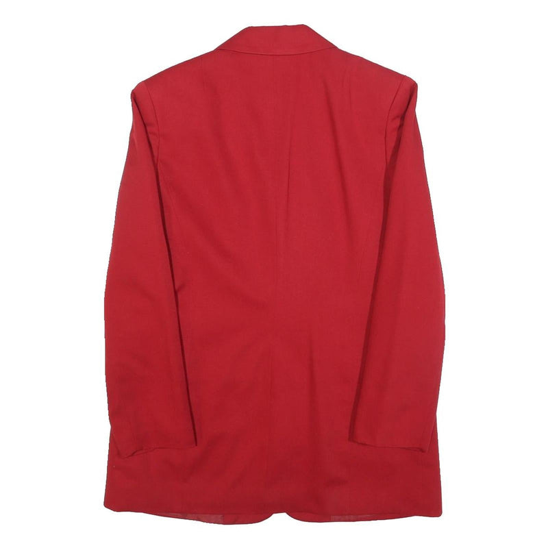 Womens Red Classic Jacket UK 10 Polyester Blend Button Plain Elegant Buttoned