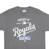 MAJESTIC Mens Grey Royals Baseball Graphic T-Shirt L Short Sleeve Crew Neck