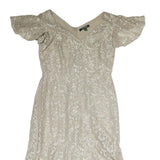 LAUREN RALPH LAUREN Womens Cream Lace Fit & Flare Woven Dress UK 6 V-Neck Short