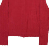 EMILY DANIELS Womens Red Patterned Cardigan Round Neck Basic Knit S Elegant