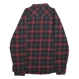 VOYAGER Mens Red & Black Checked Shirt Jacket XL Cotton Blend Button Closure