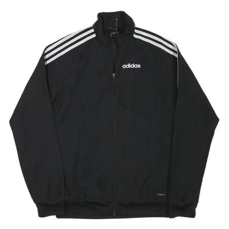 ADIDAS Mens Black Track Jacket XS Polyester Blend Zip Plain 3-Stripes Sportswear