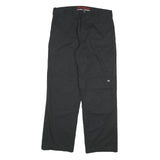 DICKIES Mens Black Cotton Blend Regular Straight Trousers W34 L31 Workwear Zip