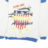 Mens Blue & White Flying High American Allegiance Crew Neck M Sweatshirt Cotton