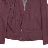 Womens Purple Plain Button Polyester Blend Jacket M Paisley Lining