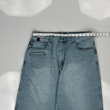 Hip Hop Old Skool Denim Shorts - 34W 12L Light Wash Cotton