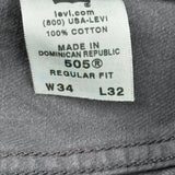 505 Levis Jeans - 34W 32L Grey Cotton