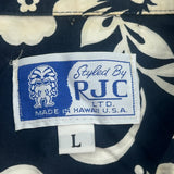 Made In Hawaii Rjc Floral Hawaiian Shirt - Large Black & White Cotton