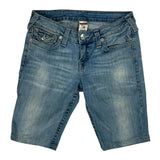 True Religion Contrast Stitch Denim Shorts - 28W UK 8 Light Wash Denim