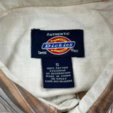 Dickies Checked Short Sleeve Shirt - Small Beige Cotton