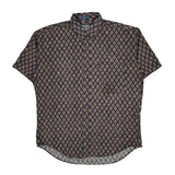 Chaps Ralph Lauren Floral Short Sleeve Shirt - Large Blue Cotton