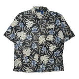 Op Floral Hawaiian Shirt - Large Black Cotton