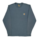 Carhartt Long Sleeve T-Shirt - Small Blue Cotton