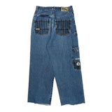 Akademiks Wide Leg Jeans - 30W 30L Blue Cotton