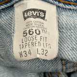 Made In USA Levis 560 Jeans - 34W 32L Light Wash Cotton