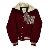 Made In USA Lm Logo Delong College Varsity Jacket - Large Cream Wool