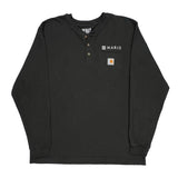 Carhartt Henley Long Sleeve T-Shirt - Large Black Cotton