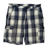 American Eagle Checked Cargo Shorts - 36W 10L Blue Cotton