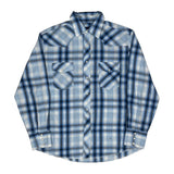 Wrangler Checked Shirt - Large Blue Cotton Blend