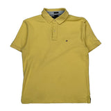 Tommy Hilfiger Slim Fit Polo Shirt - Large Yellow Cotton