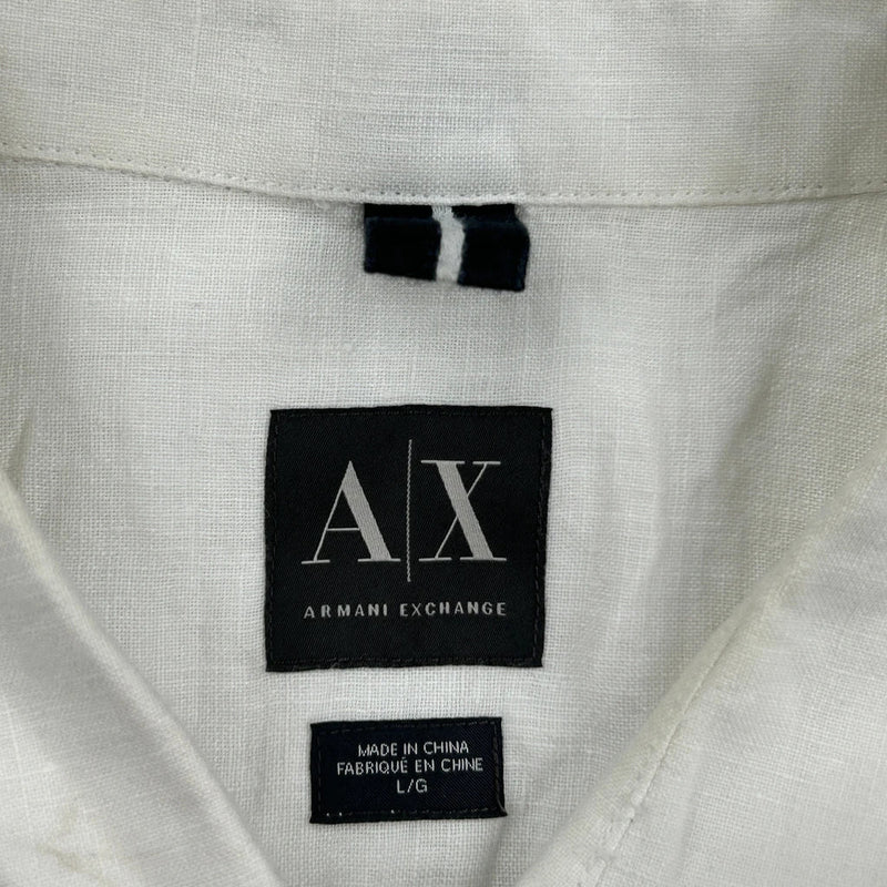 Armani Exchange Short Sleeve Shirt - Large White Linen