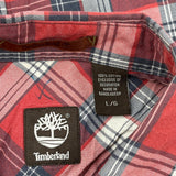 Timberland Checked Flannel Shirt - Large Red Cotton