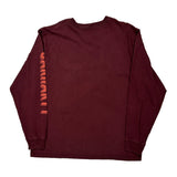 Carhartt Spellout Long Sleeve T-Shirt - Large Burgundy Cotton