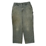 Original Dungaree Fit Carhartt Double Knee Carpenter Trousers - 32W 32L Grey Cotton