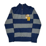 Disney Striped 1/4 Zip - Medium Blue Cotton