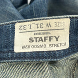 Diesel Staffy Slim Fit Jeans - 34W 30L Blue Cotton