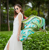 Anyyou 100% Mulberry Silk Avocado Green Long Scarf for Women Luxury Beach Shawl Swimwear Cover-Up Pashmina Wrap Foulard
