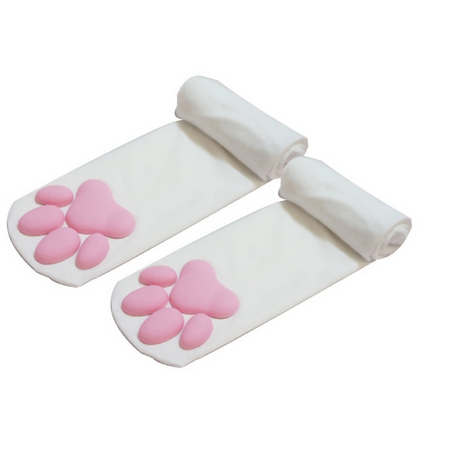 Anyfootwear 1 Pair Off White Free Size Women High Socks 3D Cat Claw Design Thigh High Stockings Long Compression Socks Fashion Lingerie Socks