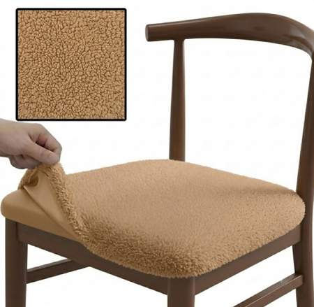Anyseat Light Brown Fur Stretch Chair Cover – Washable, Removable Dining & Kitchen Seat Protector