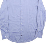 TOMMY HILFIGER Mens Blue Plain L Shirt Cotton Blend Classic Fit Long Sleeve