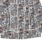 ZARA BASIC Womens Blue Brown White Cotton Blend Jacket L Patchwork Zip Patterned