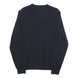 CALVIN KLEIN Mens Navy Plain V-Neck Basic Knit Jumper M Wool Classic Soft