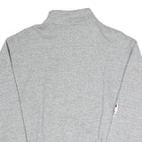 CHAMPION Womens Grey Quarter Zip S Logo Sweatshirt Cotton Blend Pullover