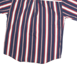 LANDS END Mens Blue & Red Striped Cotton Shirt M Button Down Casual Summer