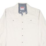 WRANGLER Mens White Cotton Blend Shirt M Classic Button Front Long Sleeve