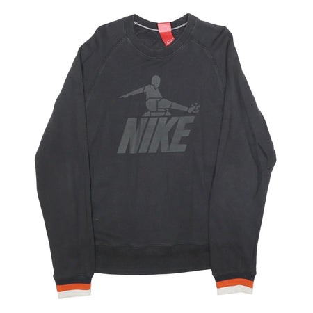 NIKE Mens Black Logo Crew Neck L Sweatshirt Cotton Blend Comfortable Casual