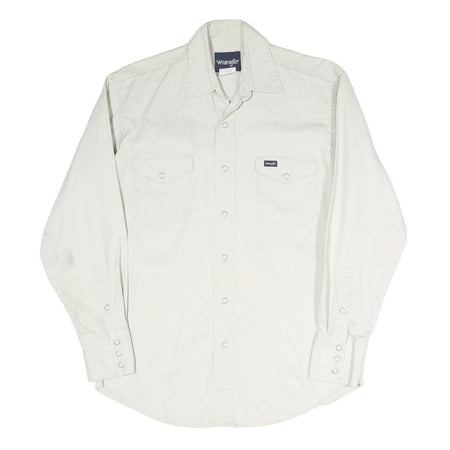 WRANGLER Mens White Western Shirt M Cotton Blend Classic Buttons Pockets