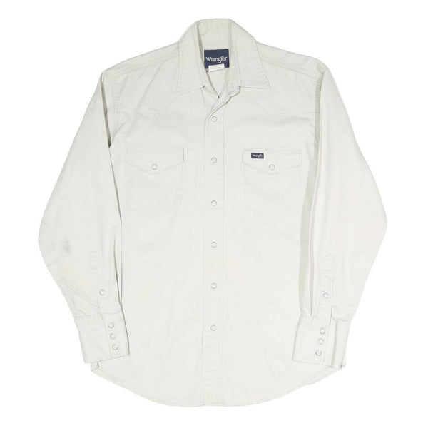 WRANGLER Mens White Western Shirt M Cotton Blend Classic Buttons Pockets